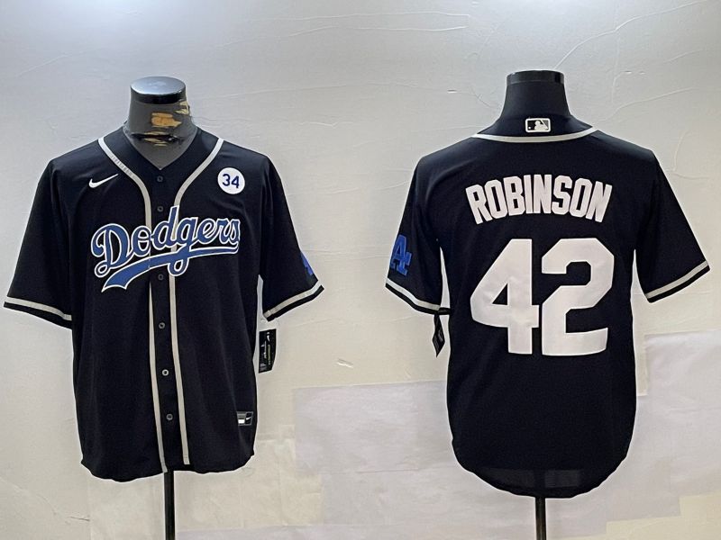 Men Los Angeles Dodgers 42 Robinson Black Game 2024 Nike MLB Jersey style 11201